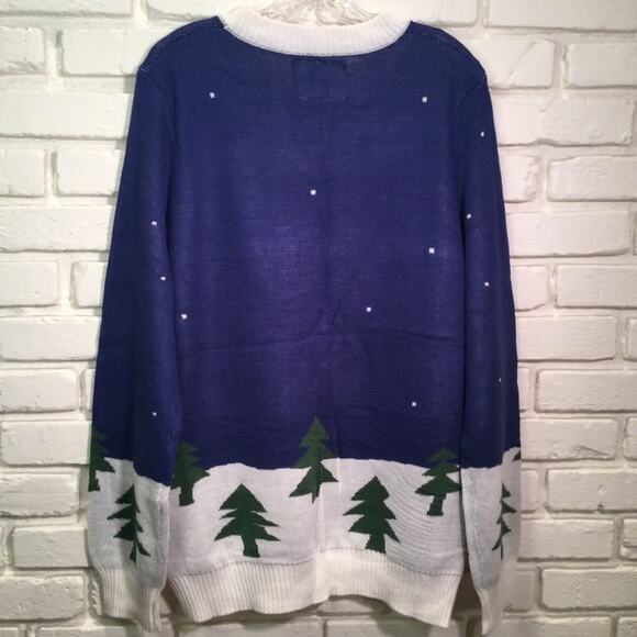 NWT Ugly Christmas Sweater Santa/Sleigh/Reindeer themed L - Picture 3 of 6